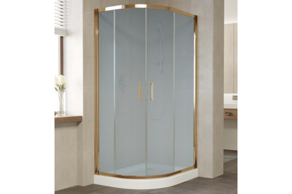 Душевой уголок Vegas Glass ZS-F 90*80 05 10 профиль бронза, стекло сатин, прямоугольный-асимметричный, двери раздвижные