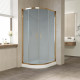 Душевой уголок Vegas Glass ZS-F 90*80 05 10 профиль бронза, стекло сатин, прямоугольный-асимметричный, двери раздвижные