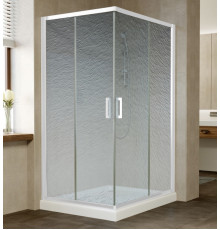 Душевой уголок Vegas Glass ZA-F 100*90 01 02 профиль белый, стекло шиншилла, прямоугольный, двери раздвижные