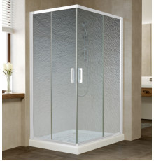 Душевой уголок Vegas Glass ZA-F 110*80 01 02 профиль белый, стекло шиншилла, прямоугольный, двери раздвижные