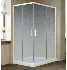 Душевой уголок Vegas Glass ZA-F 120*80 01 02 профиль белый, стекло шиншилла, прямоугольный, двери раздвижные