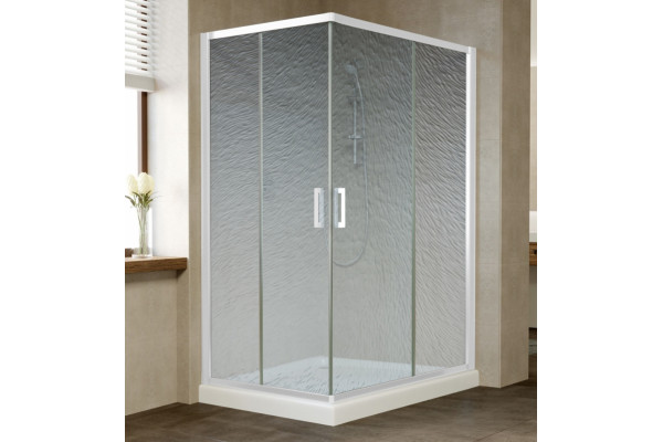 Душевой уголок Vegas Glass ZA-F 120*80 01 02 профиль белый, стекло шиншилла, прямоугольный, двери раздвижные