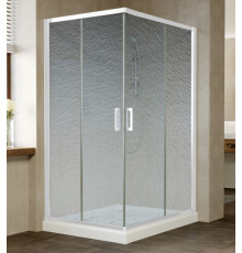 Душевой уголок Vegas Glass ZA-F 110*90 01 02 профиль белый, стекло шиншилла, прямоугольный, двери раздвижные