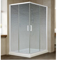 Душевой уголок Vegas Glass ZA-F 110*100 01 02 профиль белый, стекло шиншилла, прямоугольный, двери раздвижные