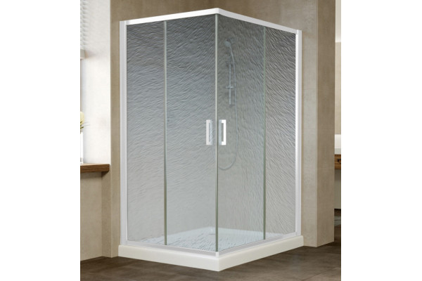 Душевой уголок Vegas Glass ZA-F 110*100 01 02 профиль белый, стекло шиншилла, прямоугольный, двери раздвижные
