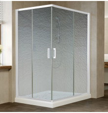 Душевой уголок Vegas Glass ZA-F 0120*100 01 02 профиль белый, стекло шиншилла, прямоугольный, двери раздвижные