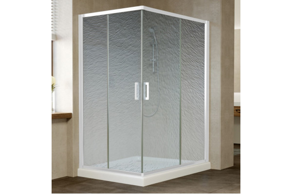 Душевой уголок Vegas Glass ZA-F 0120*100 01 02 профиль белый, стекло шиншилла, прямоугольный, двери раздвижные