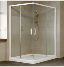 Душевой уголок Vegas Glass ZA-F 0120*110 01 01 профиль белый, стекло прозрачное, прямоугольный, двери раздвижные