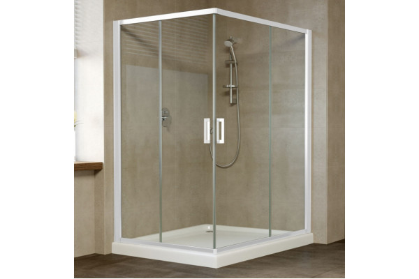 Душевой уголок Vegas Glass ZA-F 0120*110 01 01 профиль белый, стекло прозрачное, прямоугольный, двери раздвижные
