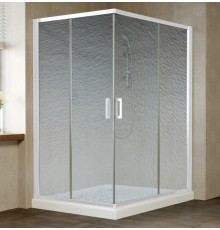 Душевой уголок Vegas Glass ZA-F 0120*110 01 02 профиль белый, стекло шиншилла, прямоугольный, двери раздвижные