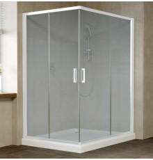 Душевой уголок Vegas Glass ZA-F 0120*110 01 10 профиль белый, стекло сатин, прямоугольный, двери раздвижные