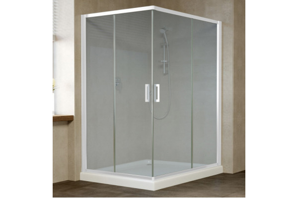 Душевой уголок Vegas Glass ZA-F 0120*110 01 10 профиль белый, стекло сатин, прямоугольный, двери раздвижные