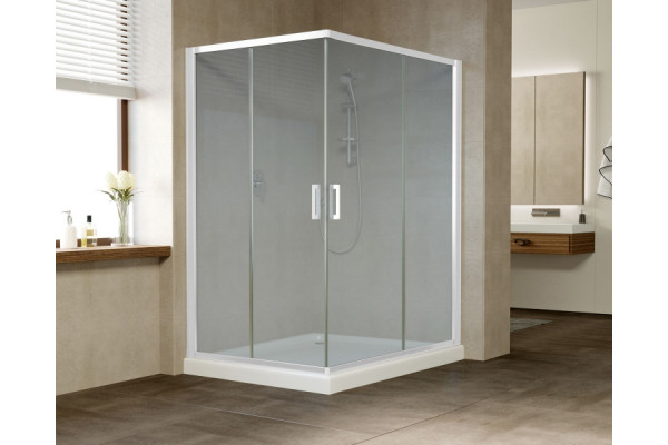 Душевой уголок Vegas Glass ZA-F 0120*110 01 10 профиль белый, стекло сатин, прямоугольный, двери раздвижные