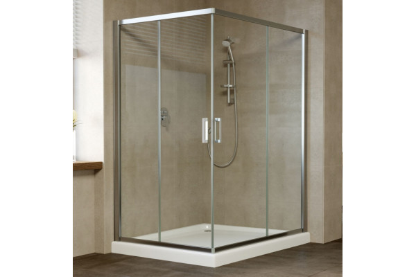 Душевой уголок Vegas Glass ZA-F 0120*110 08 01 профиль глянцевый хром, стекло прозрачное, прямоугольный, двери раздвижные