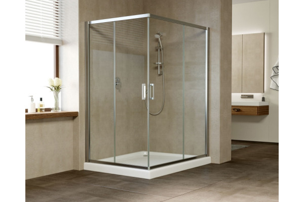 Душевой уголок Vegas Glass ZA-F 0120*110 08 01 профиль глянцевый хром, стекло прозрачное, прямоугольный, двери раздвижные