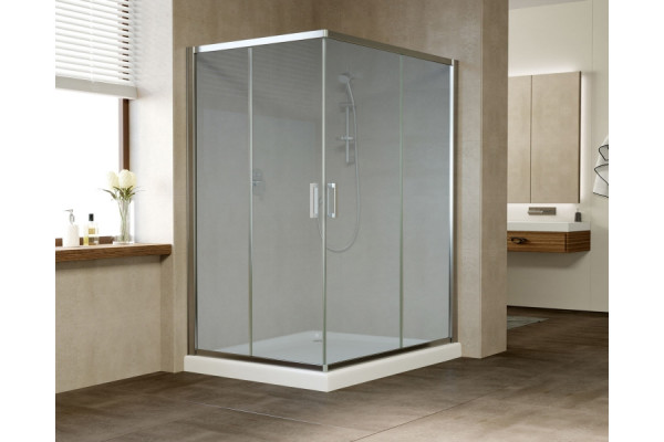 Душевой уголок Vegas Glass ZA-F 0120*110 08 10 профиль глянцевый хром, стекло сатин, прямоугольный, двери раздвижные