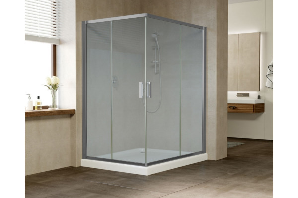Душевой уголок Vegas Glass ZA-F 0120*110 07 10 профиль матовый хром, стекло сатин, прямоугольный, двери раздвижные