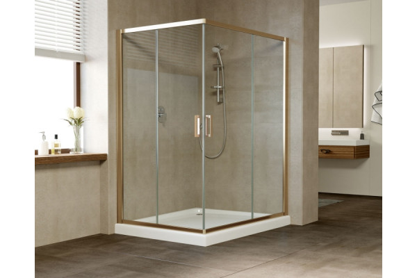 Душевой уголок Vegas Glass ZA-F 0120*110 05 01 профиль бронза, стекло прозрачное, прямоугольный, двери раздвижные