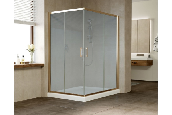 Душевой уголок Vegas Glass ZA-F 0120*110 05 10 профиль бронза, стекло сатин, прямоугольный, двери раздвижные