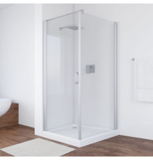 Душевой уголок Vegas Glass EP-Fis 80*100 07 01 L профиль матовый хром, стекло прозрачное, прямоугольный, двери распашные