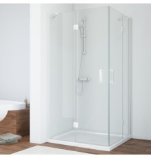 Душевой уголок Vegas Glass AFA-F 90*80 01 01 L профиль белый, стекло прозрачное, прямоугольный, двери распашные