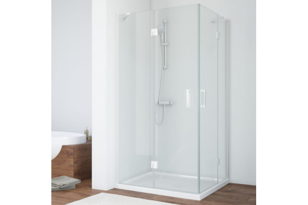 Душевой уголок Vegas Glass AFA-F 90*80 01 01 L профиль белый, стекло прозрачное, прямоугольный, двери распашные