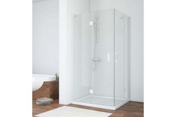 Душевой уголок Vegas Glass AFA-F 90*80 01 01 L профиль белый, стекло прозрачное, прямоугольный, двери распашные
