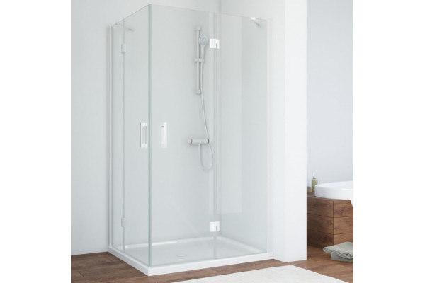 Душевой уголок Vegas Glass AFA-F 100*80 01 01 R профиль белый, стекло прозрачное, прямоугольный, двери распашные