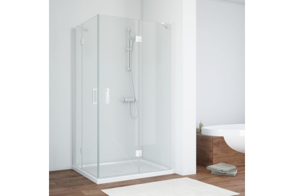 Душевой уголок Vegas Glass AFA-F 100*80 01 01 R профиль белый, стекло прозрачное, прямоугольный, двери распашные
