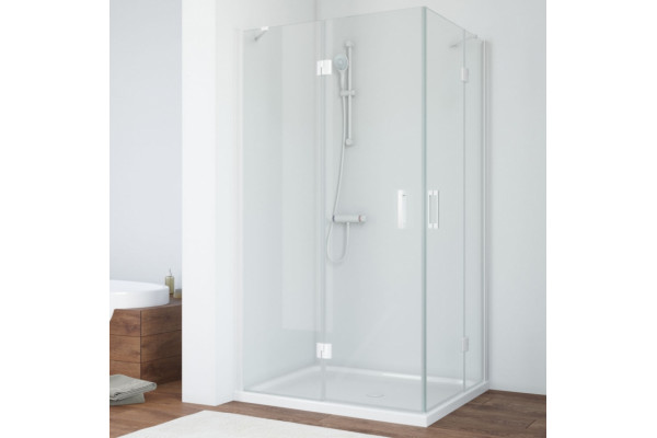 Душевой уголок Vegas Glass AFA-F 100*80 01 01 L профиль белый, стекло прозрачное, прямоугольный, двери распашные
