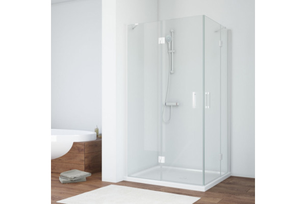 Душевой уголок Vegas Glass AFA-F 100*80 01 01 L профиль белый, стекло прозрачное, прямоугольный, двери распашные