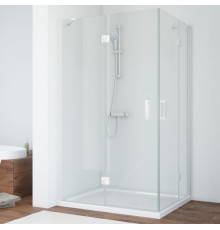 Душевой уголок Vegas Glass AFA-F 110*80 01 01 L профиль белый, стекло прозрачное, прямоугольный, двери распашные