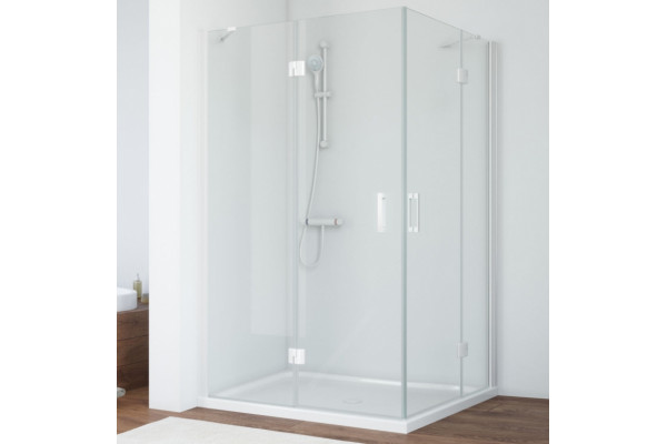 Душевой уголок Vegas Glass AFA-F 110*100 01 01 L профиль белый, стекло прозрачное, прямоугольный, двери распашные