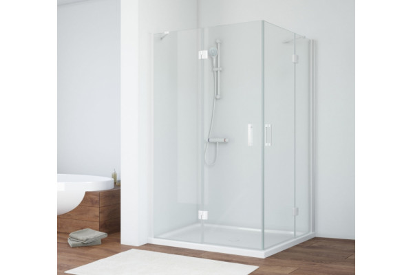 Душевой уголок Vegas Glass AFA-F 110*100 01 01 L профиль белый, стекло прозрачное, прямоугольный, двери распашные