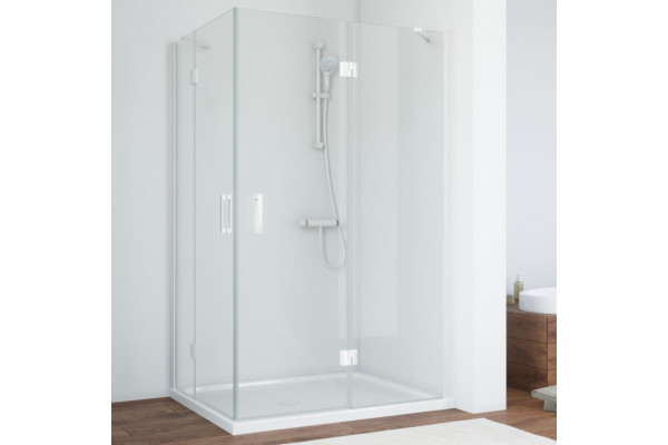 Душевой уголок Vegas Glass AFA-F 120*80 01 01 R профиль белый, стекло прозрачное, прямоугольный, двери распашные