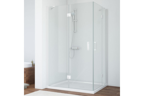 Душевой уголок Vegas Glass AFA-F 120*80 01 01 L профиль белый, стекло прозрачное, прямоугольный, двери распашные