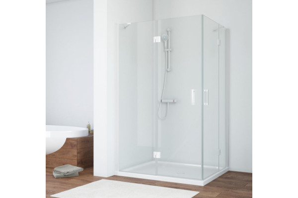 Душевой уголок Vegas Glass AFA-F 120*80 01 01 L профиль белый, стекло прозрачное, прямоугольный, двери распашные
