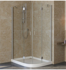 Душевой уголок Vegas Glass AFS-F Lux 110*100 07 01 L профиль матовый хром, стекло прозрачное, прямоугольный-асимметричный, двери распашные