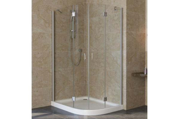 Душевой уголок Vegas Glass AFS-F Lux 110*100 07 01 L профиль матовый хром, стекло прозрачное, прямоугольный-асимметричный, двери распашные