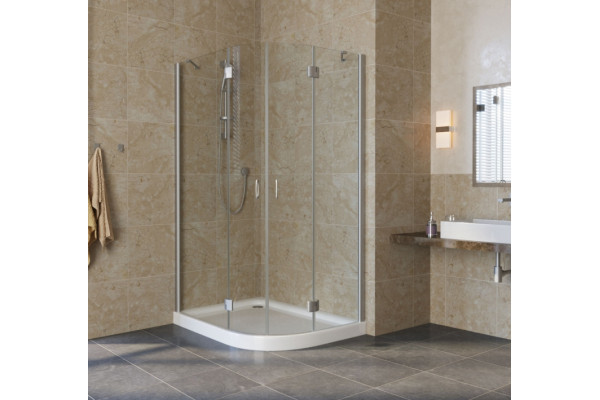 Душевой уголок Vegas Glass AFS-F Lux 120*80 07 01 L профиль матовый хром, стекло прозрачное, прямоугольный-асимметричный, двери распашные
