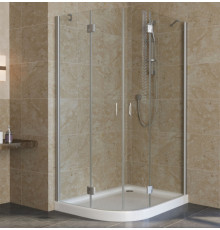 Душевой уголок Vegas Glass AFS-F Lux 120*80 07 01 R профиль матовый хром, стекло прозрачное, прямоугольный-асимметричный, двери распашные