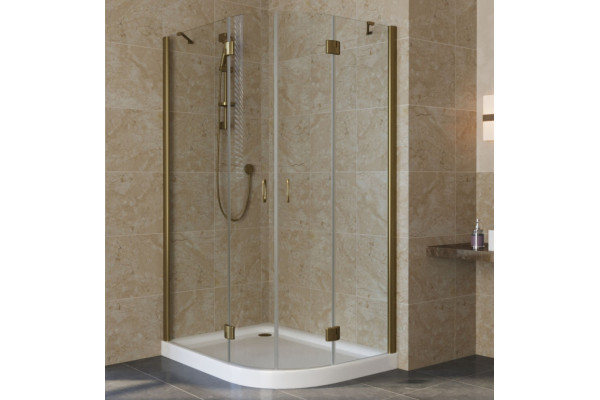 Душевой уголок Vegas Glass AFS-F Lux 120*80 05 01 L профиль бронза, стекло прозрачное, прямоугольный-асимметричный, двери распашные