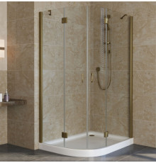 Душевой уголок Vegas Glass AFS-F Lux 120*80 05 01 R профиль бронза, стекло прозрачное, прямоугольный-асимметричный, двери распашные