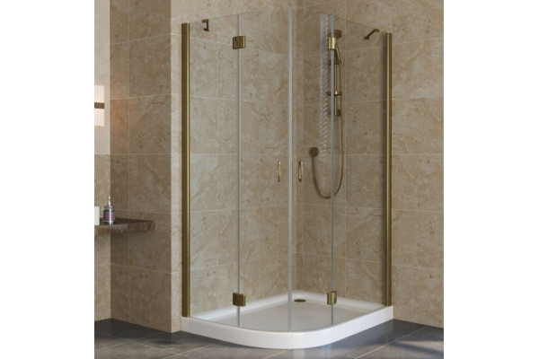 Душевой уголок Vegas Glass AFS-F Lux 120*80 05 01 R профиль бронза, стекло прозрачное, прямоугольный-асимметричный, двери распашные