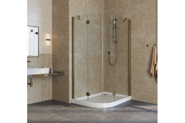 Душевой уголок Vegas Glass AFS-F Lux 120*80 05 01 R профиль бронза, стекло прозрачное, прямоугольный-асимметричный, двери распашные