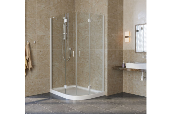 Душевой уголок Vegas Glass AFS-F Lux 120*80 01 01 L профиль белый, стекло прозрачное, прямоугольный-асимметричный, двери распашные