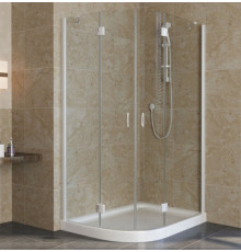 Душевой уголок Vegas Glass AFS-F Lux 120*80 01 01 R профиль белый, стекло прозрачное, прямоугольный-асимметричный, двери распашные