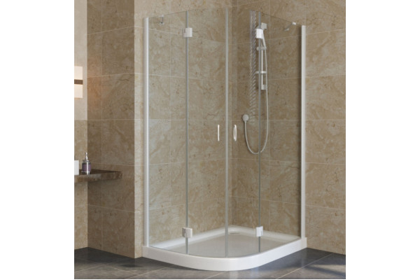 Душевой уголок Vegas Glass AFS-F Lux 120*80 01 01 R профиль белый, стекло прозрачное, прямоугольный-асимметричный, двери распашные
