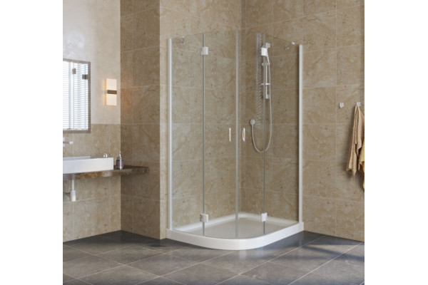 Душевой уголок Vegas Glass AFS-F Lux 120*80 01 01 R профиль белый, стекло прозрачное, прямоугольный-асимметричный, двери распашные