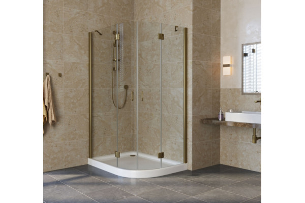 Душевой уголок Vegas Glass AFS-F Lux 120*90 05 01 L профиль бронза, стекло прозрачное, прямоугольный-асимметричный, двери распашные